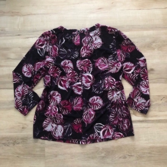 Karl Lagerfeld Black and Pink Tie Front 3/4 Sleeve Blouse - Picture 7 of 7